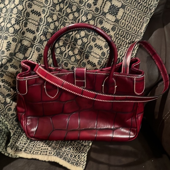 Dooney and Bourne Croc Embossed! Brand New with Tags! Crimson Color! - Picture 2 of 9
